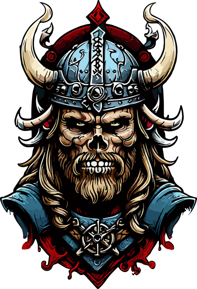 Wikinger Schädel Karikatur Maskottchen ai generativ png