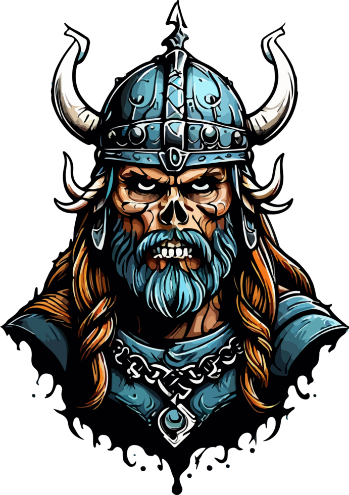 viking skalle tecknad serie illustration ai generativ png