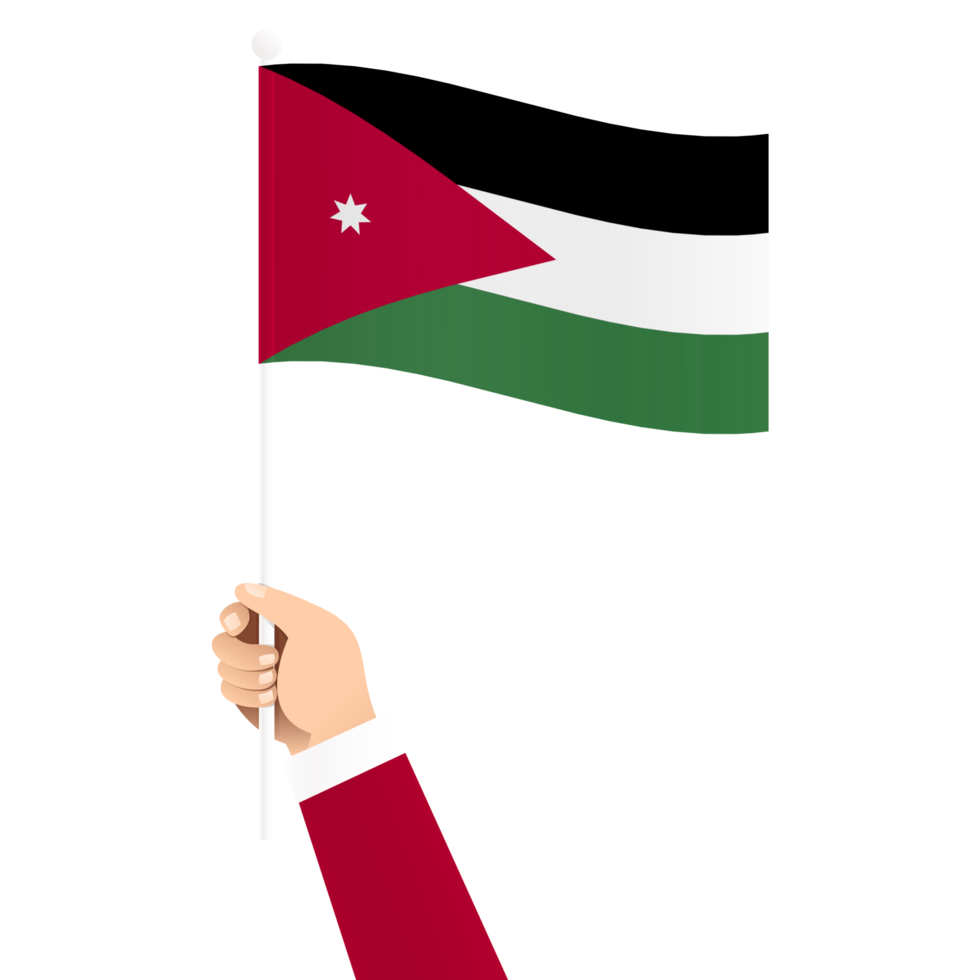 Hand Holding Jordan National Flag Isolated Transparent Simple Illustration png