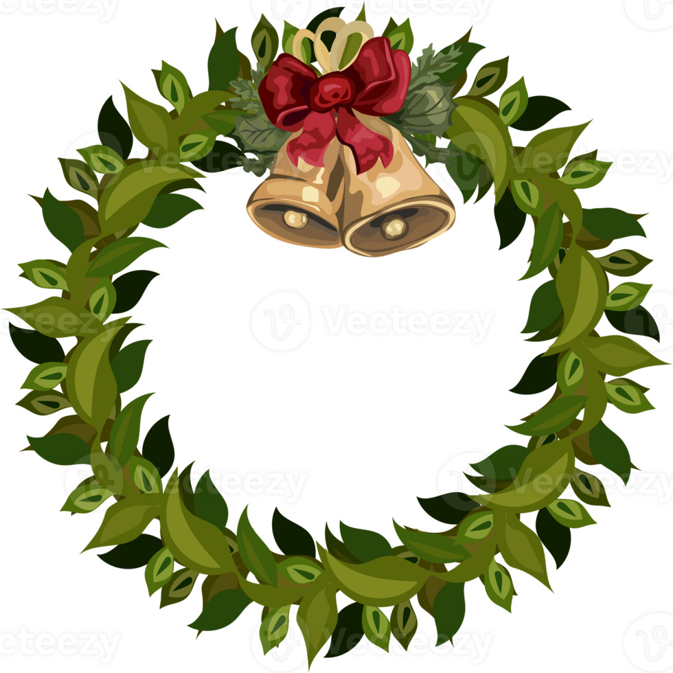 Christmas wreath illustration on transparent background. png