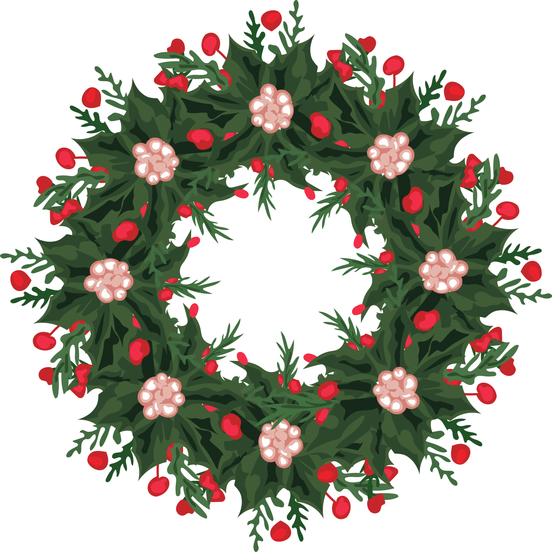 Christmas wreath illustration on transparent background. 33249457 PNG