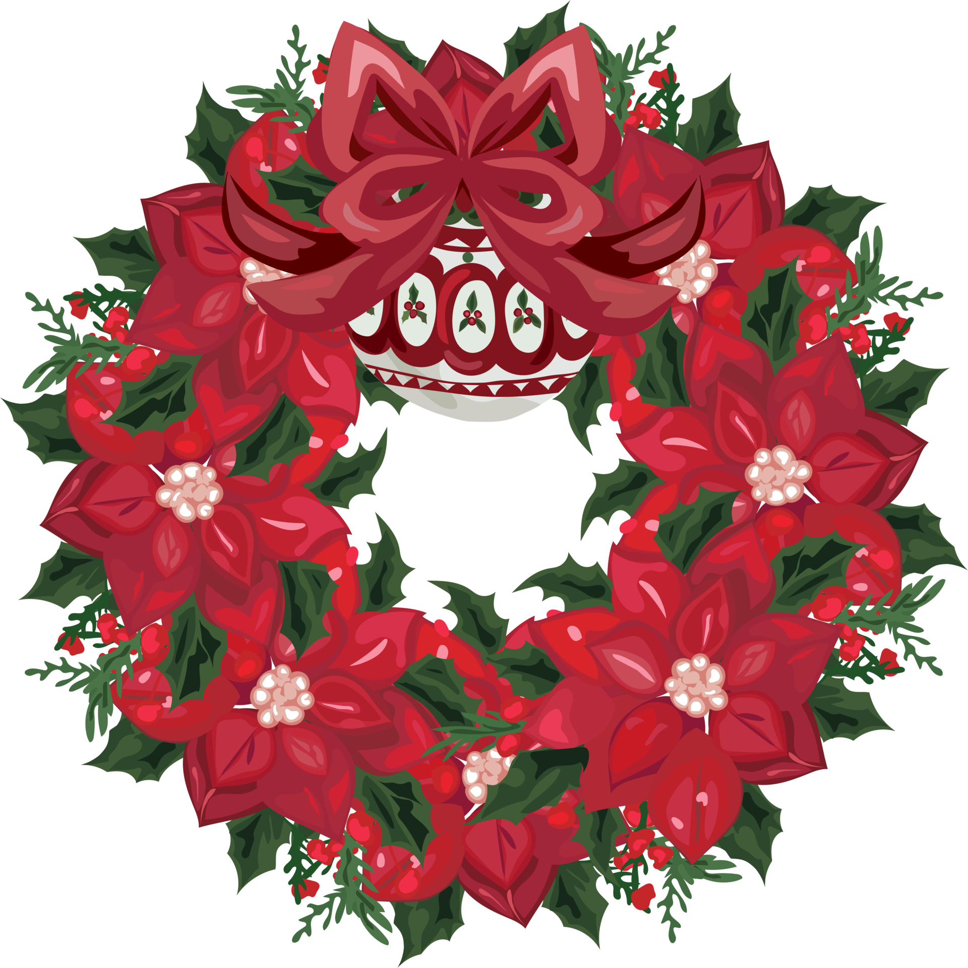 Christmas wreath illustration on transparent background. 33249573 PNG