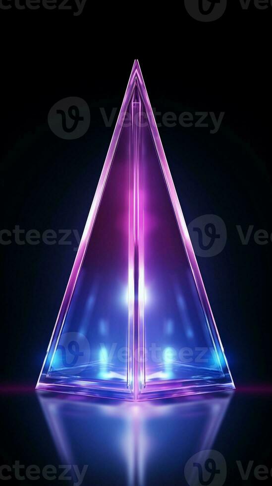 Simple website background, dark minimalist triangle neon parts, irregular, asymmetric, background image, vertical format, generative AI photo