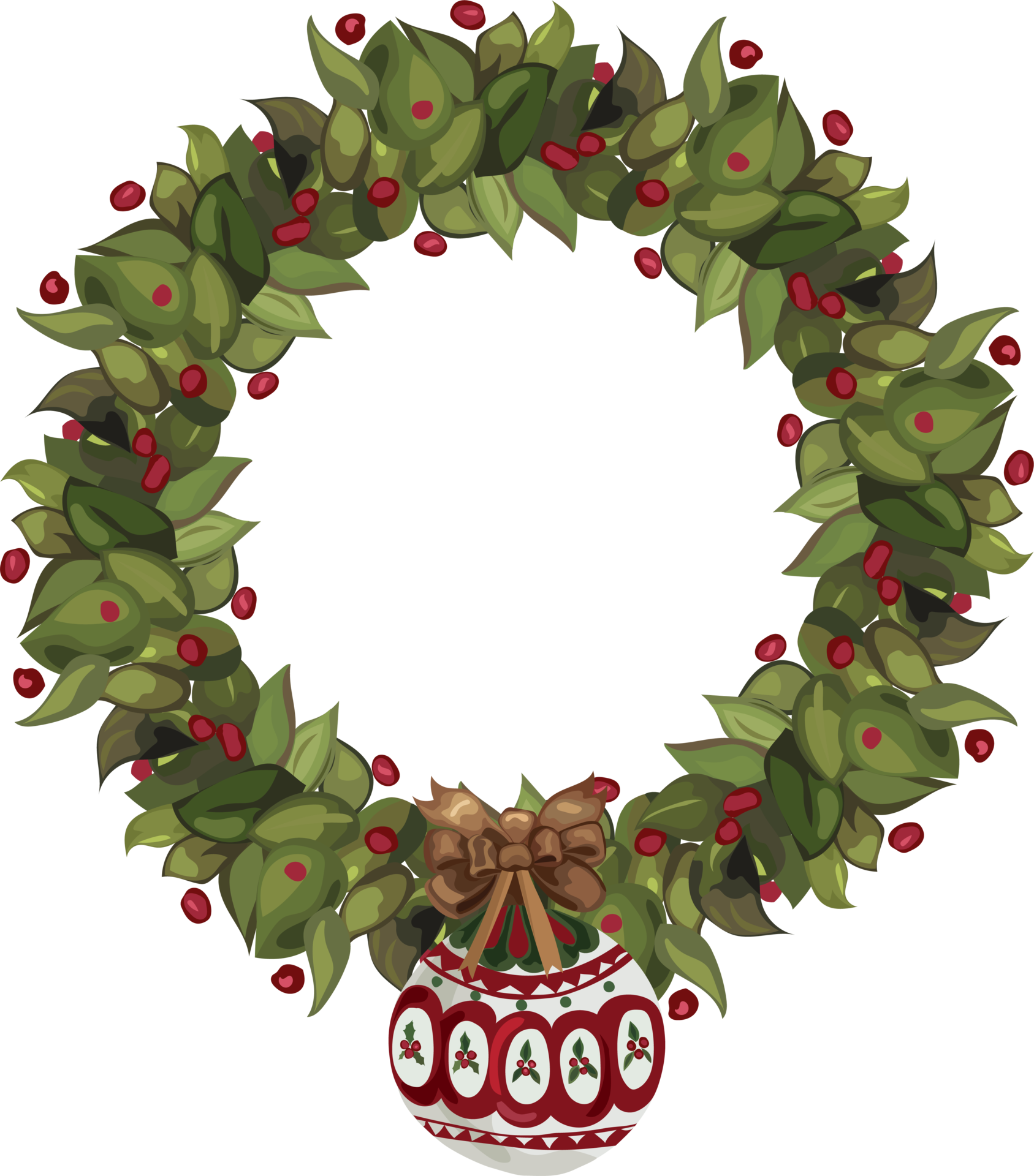 Christmas wreath illustration on transparent background. 33249729 PNG
