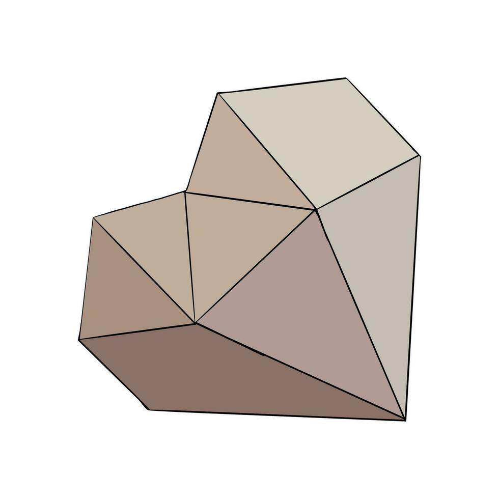 vector ilustración de poliedro beige corazón caja con claveteado estructura. imagen para tarjeta postal o dulces o regalo caja para madres día