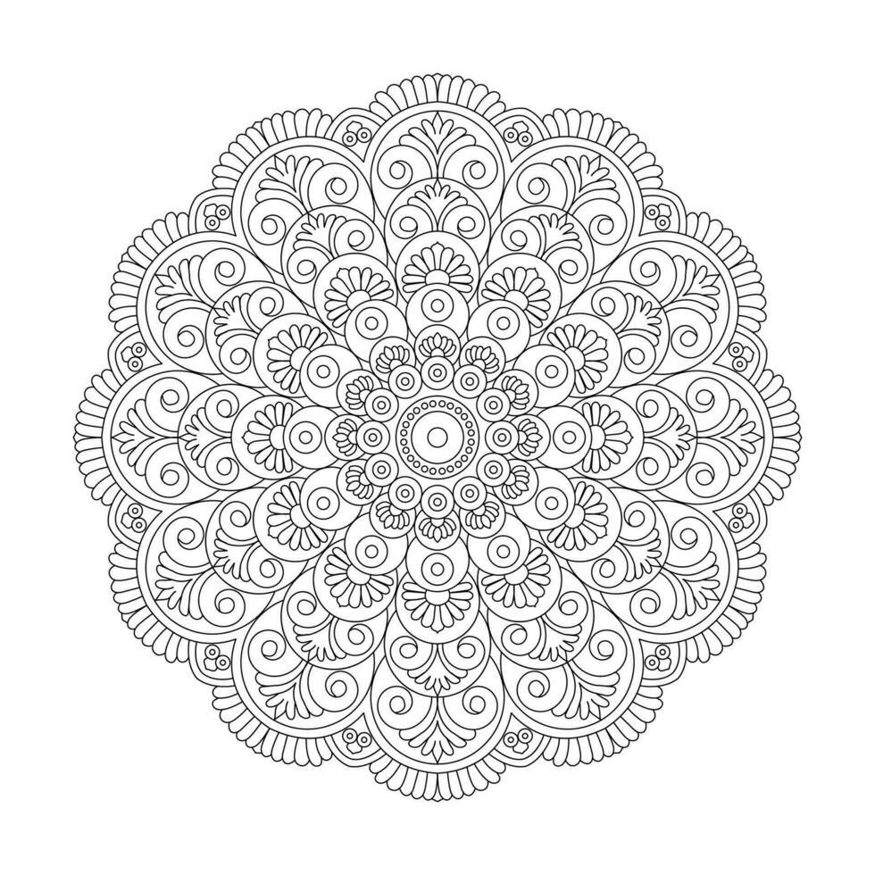 Rainbow Rhapsody adult coloring book mandala page for kdp book interior. vector