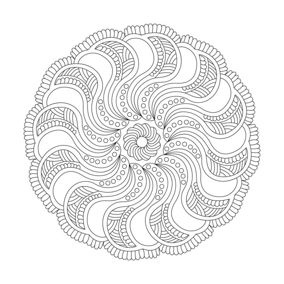 Starry Seasons rotate coloring book mandala page for kdp book interior. vector