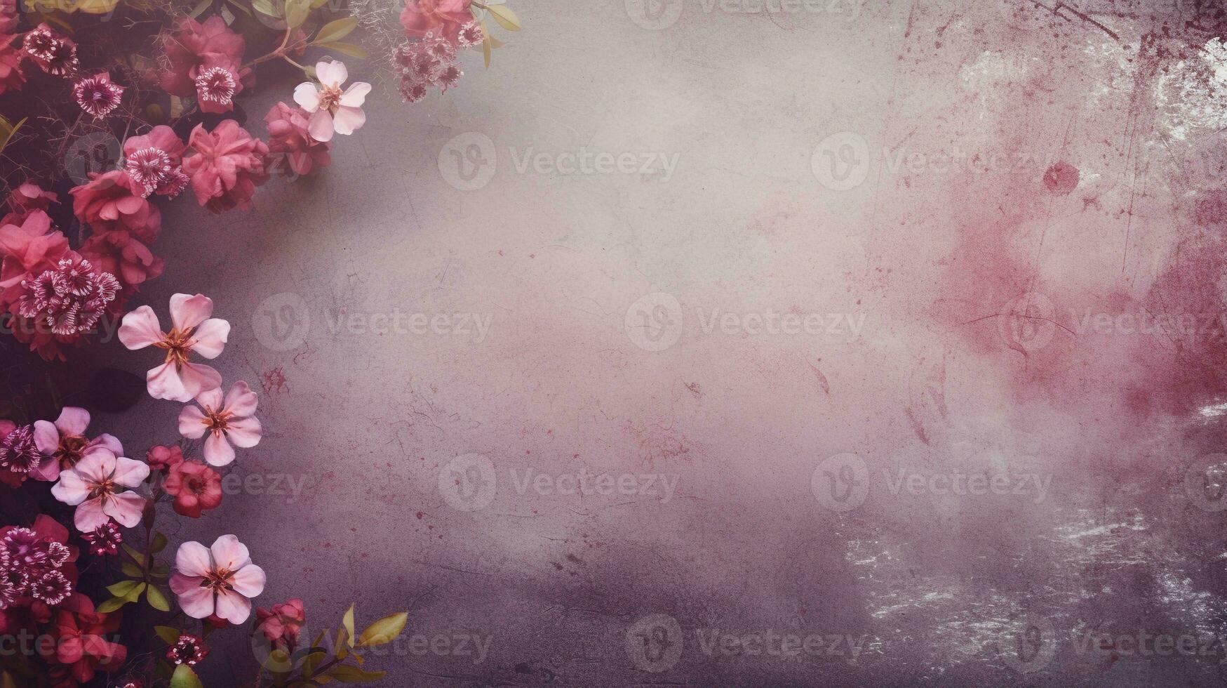 space for text on textured background surrounded by flowers, background image, AI generated photo