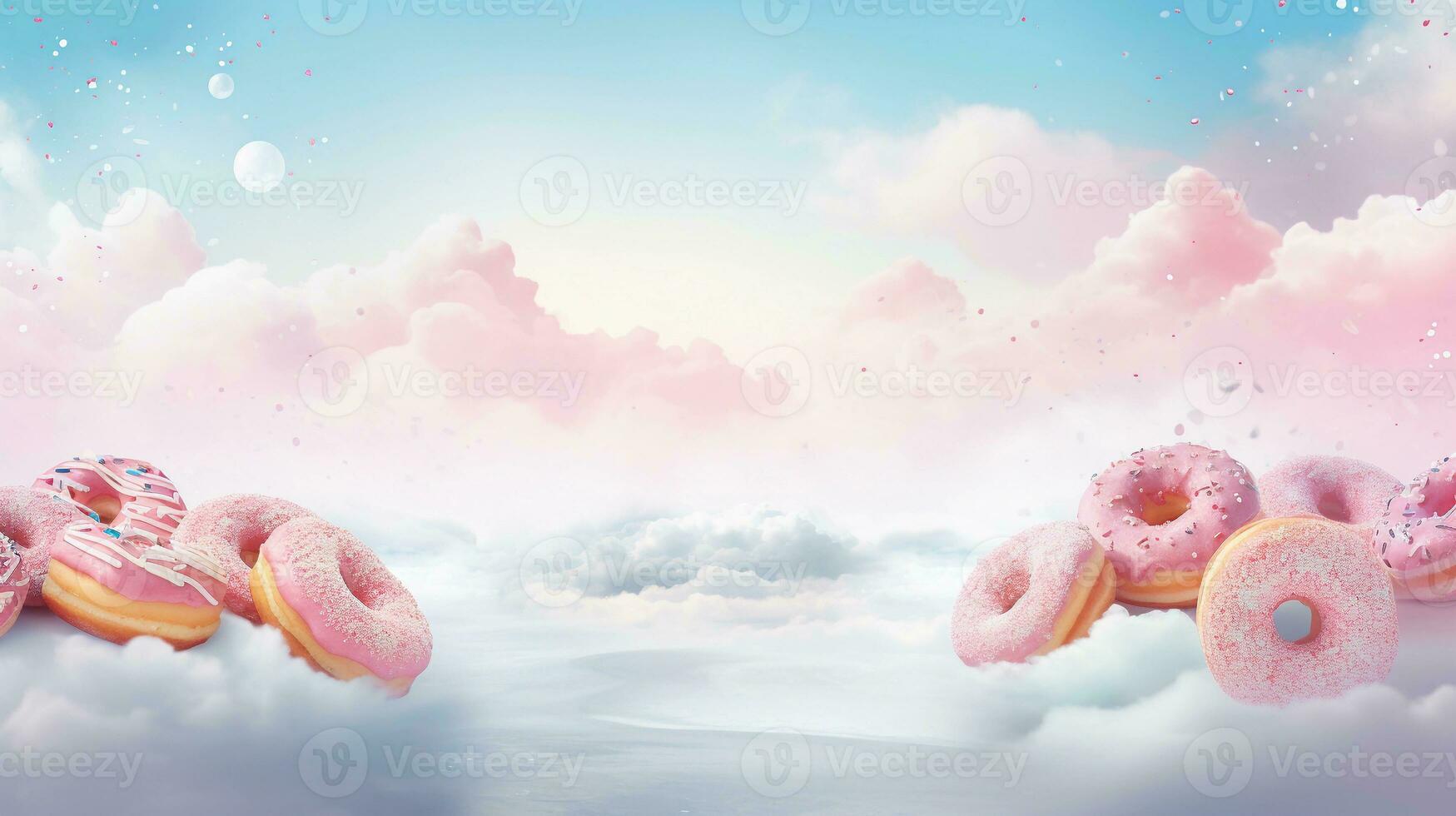 delicious donuts in winter atmosphere watercolor style with space for text, background image, AI generated photo