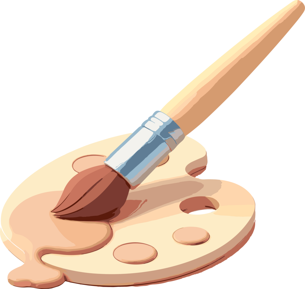 Color palette and paintbrush ,ai generated png