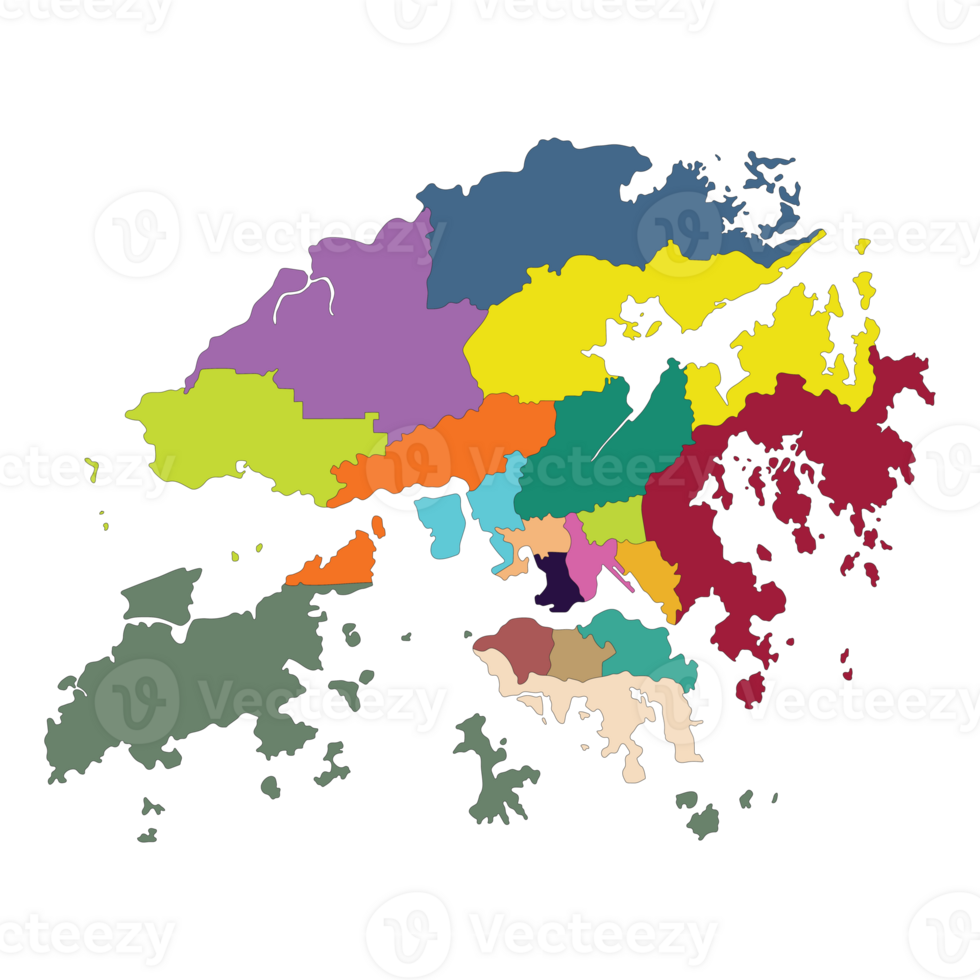 Hong Kong map. Map of Hong Kong in administrative regions png