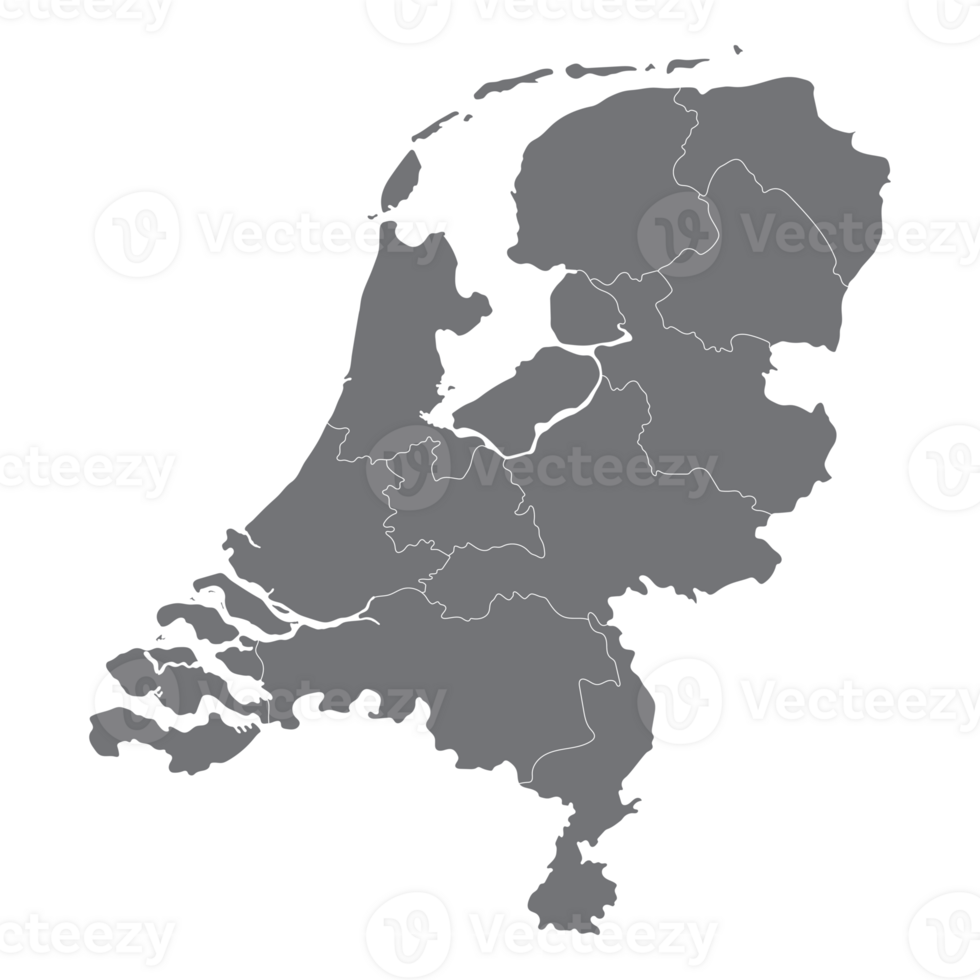 Nederland kaart. kaart van Holland in administratief Regio's grijs kleur png