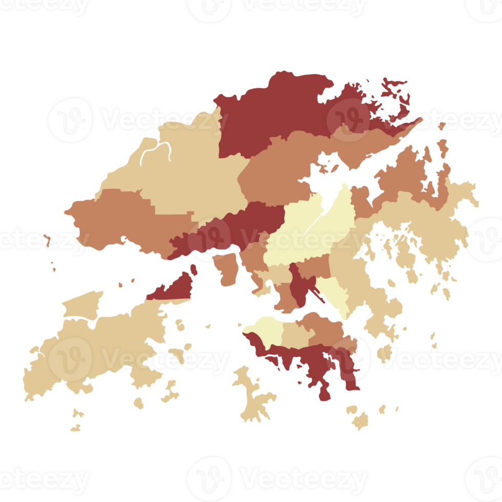 Hong Kong map. Map of Hong Kong in administrative regions png