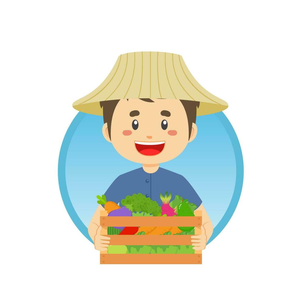 Thailand Farmer Harvesting Vegetables and Fruit Avatar vector