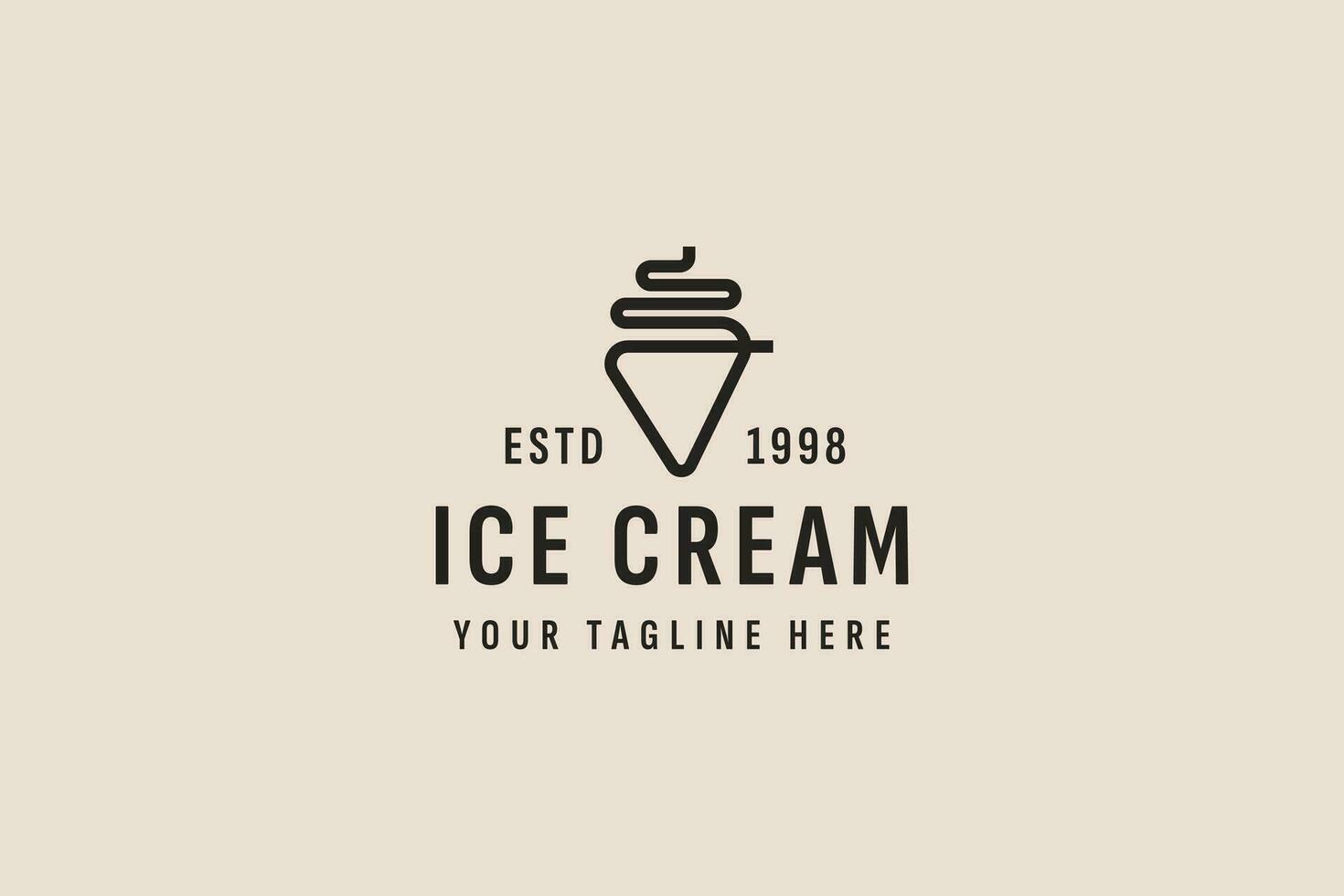 vintage style ice cream logo vector icon illustration