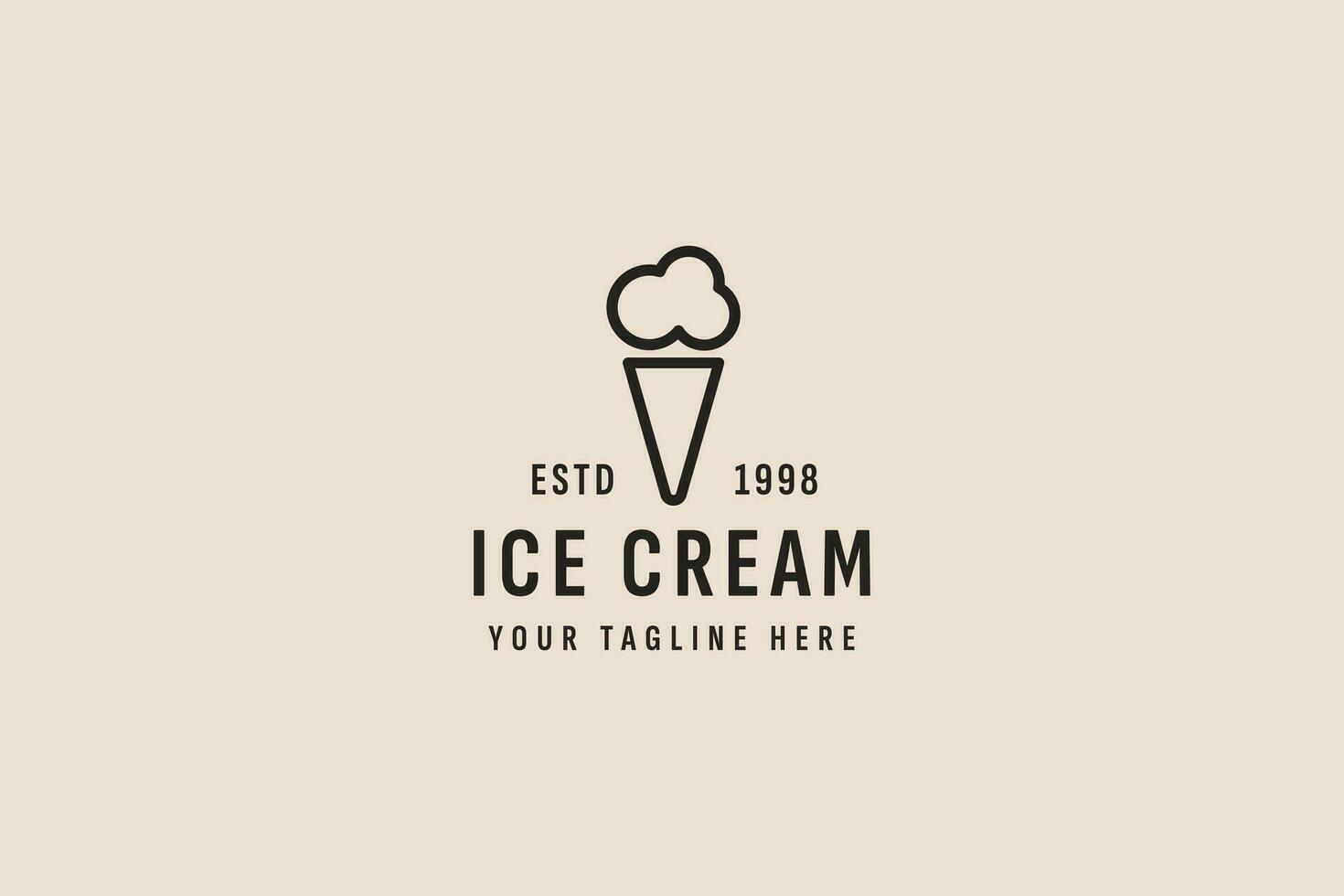 vintage style ice cream logo vector icon illustration