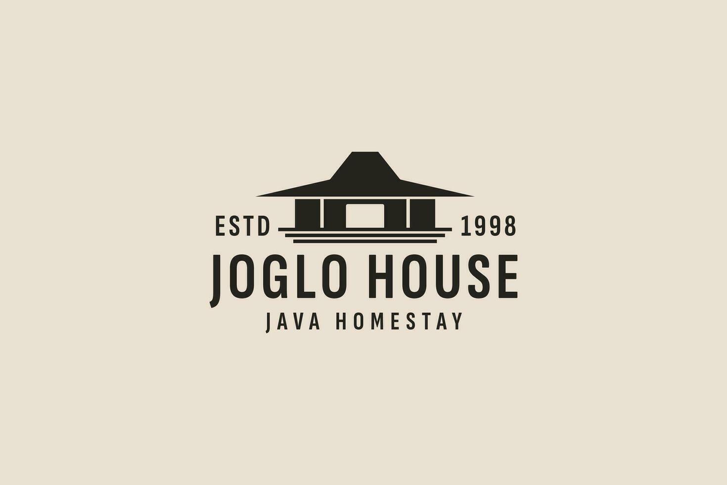 vintage style Javanese house logo vector icon illustration