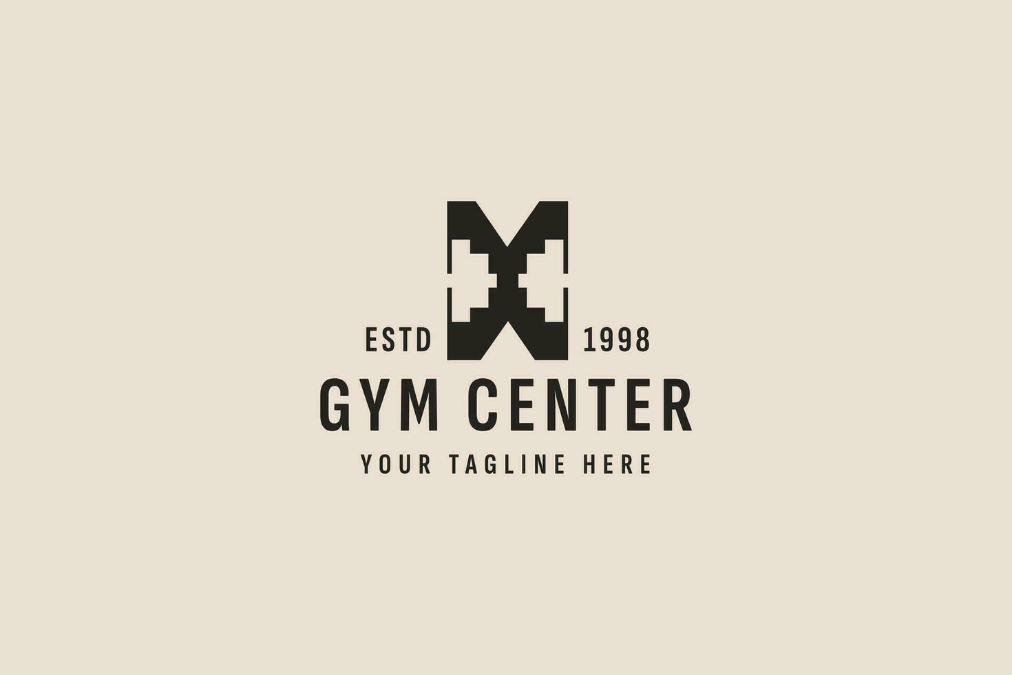 Clásico estilo gimnasio centrar logo vector icono ilustración