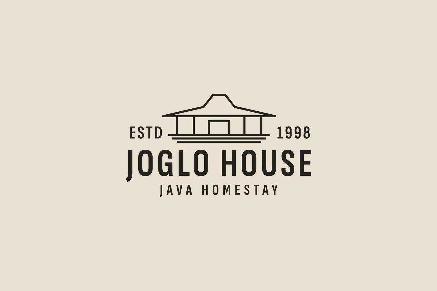 vintage style Javanese house logo vector icon illustration