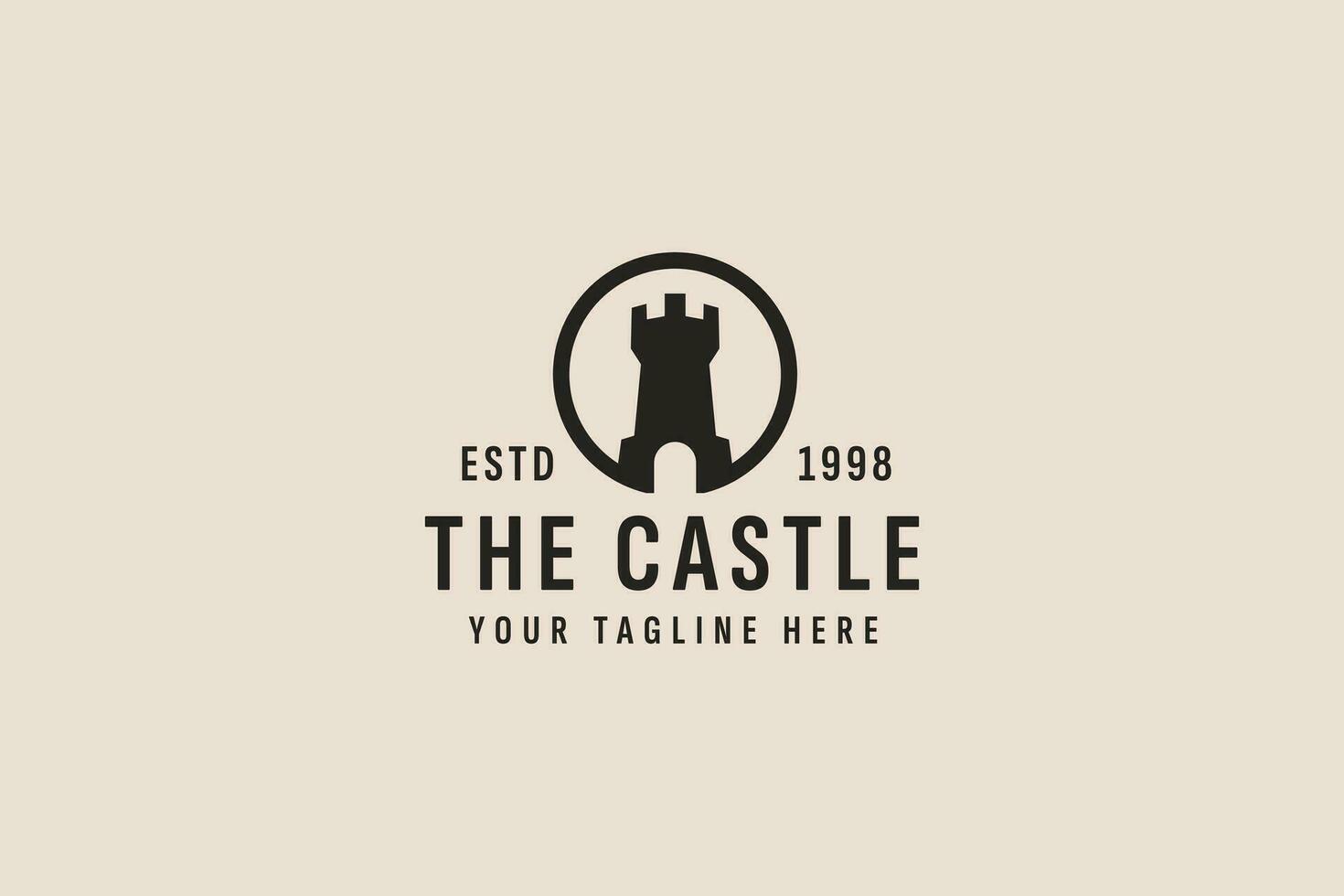 vintage style castle logo vector icon illustration