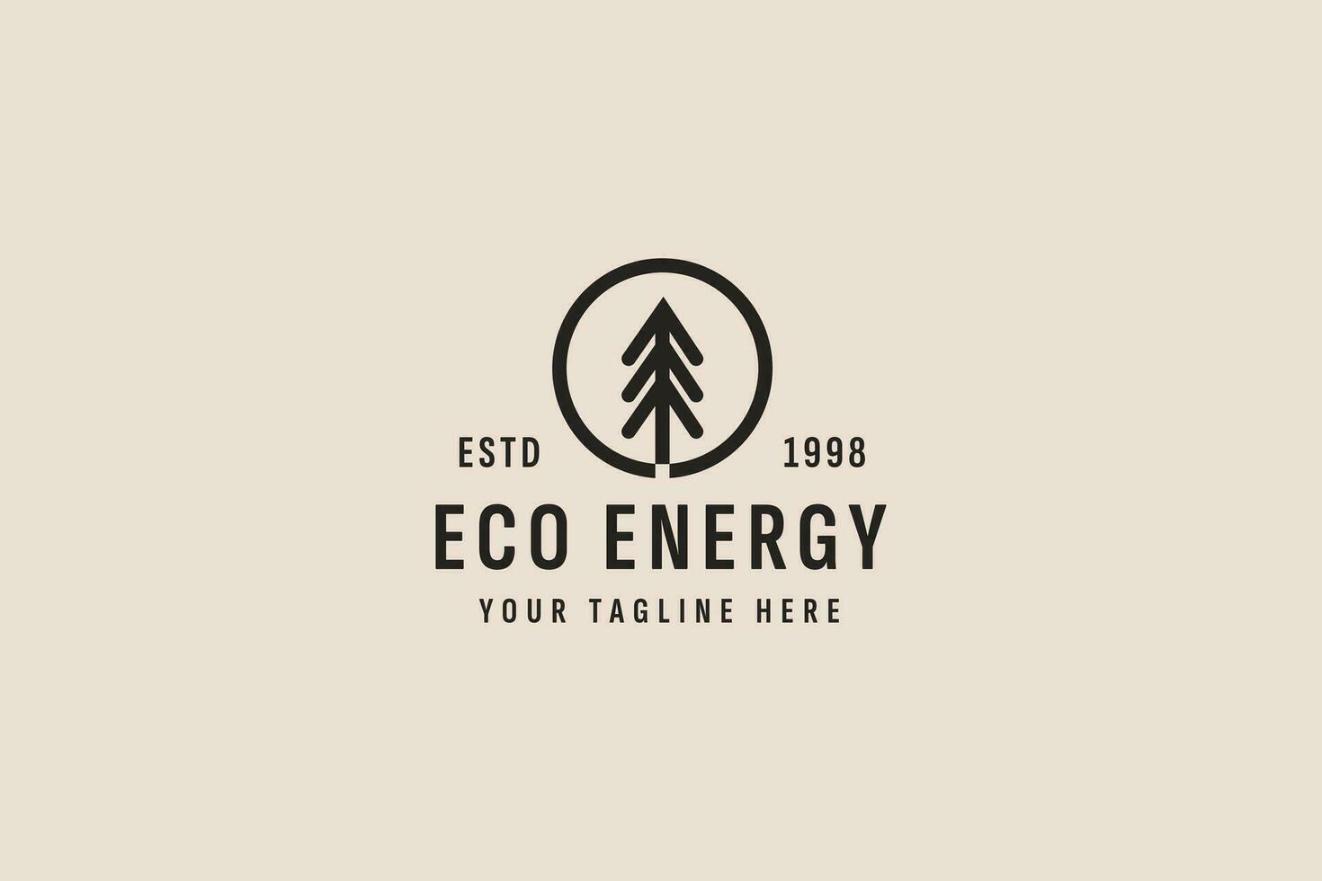Clásico estilo eco simpático energía logo vector icono ilustración
