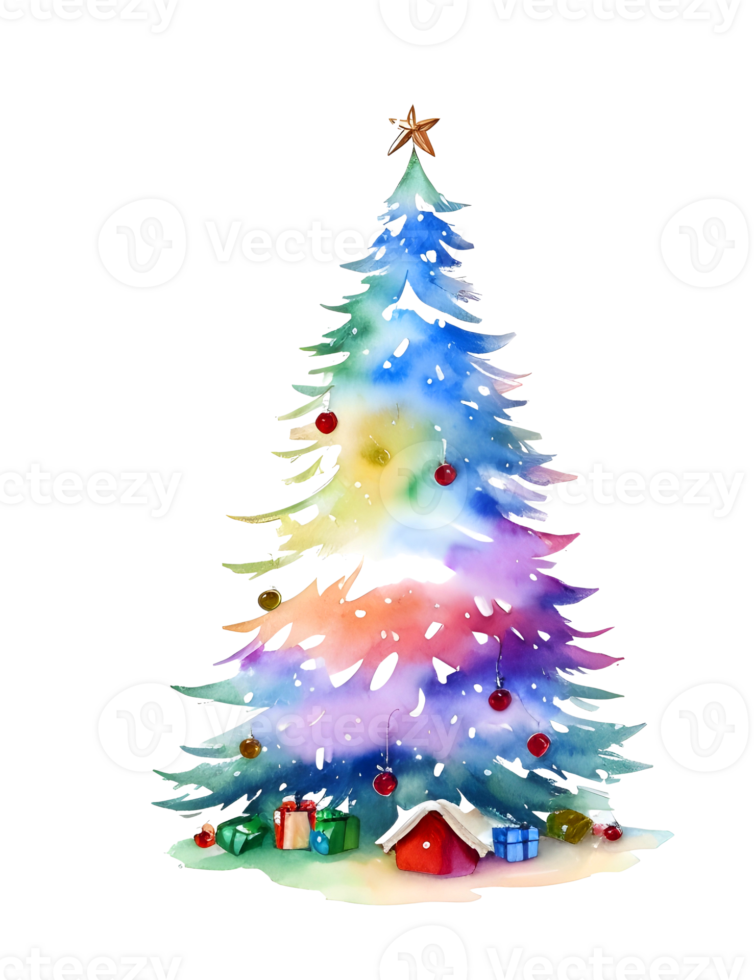 Watercolor abstract christmas tree clip art 33254458 PNG