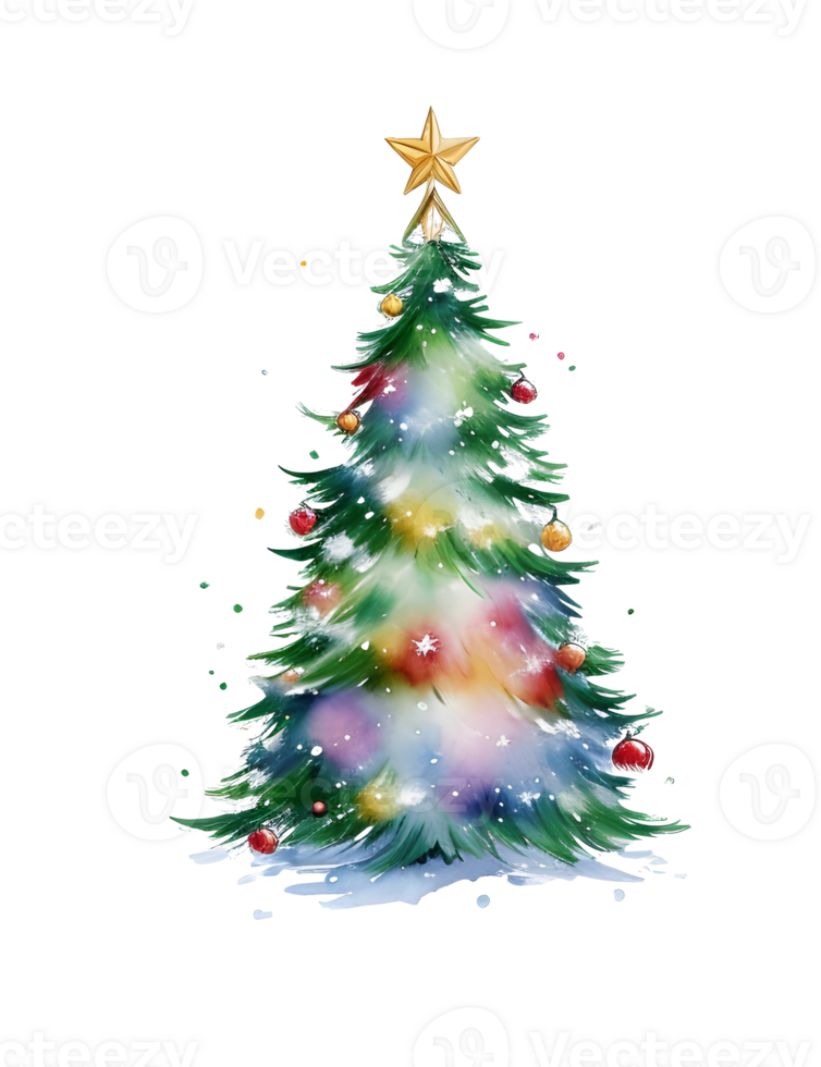 Watercolor abstract christmas tree clip art png