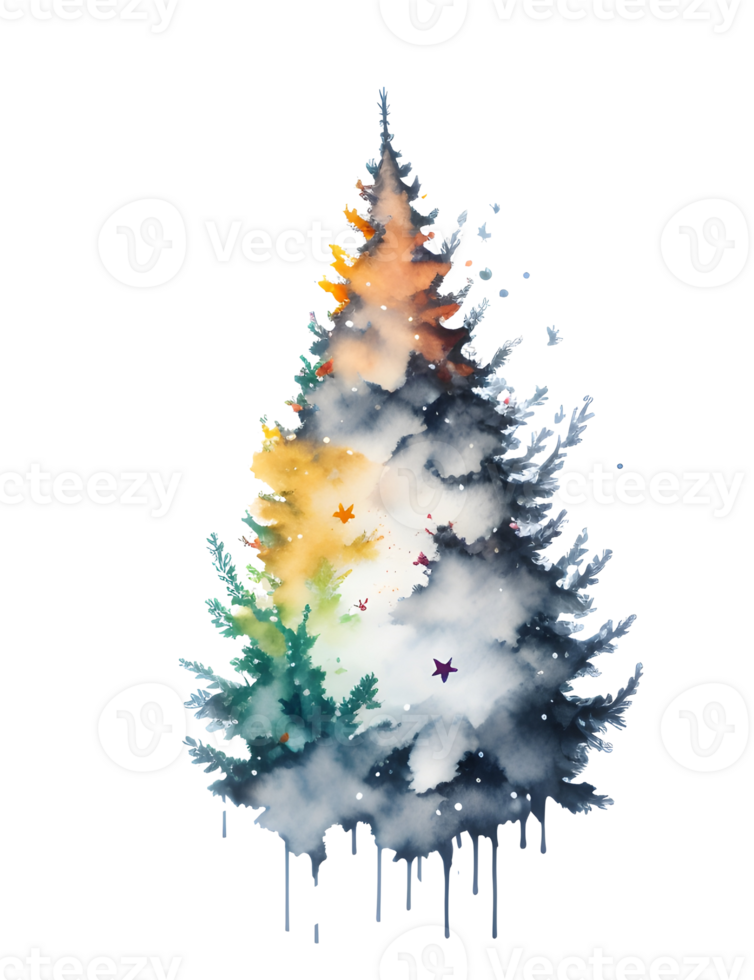 Watercolor abstract christmas tree clip art png