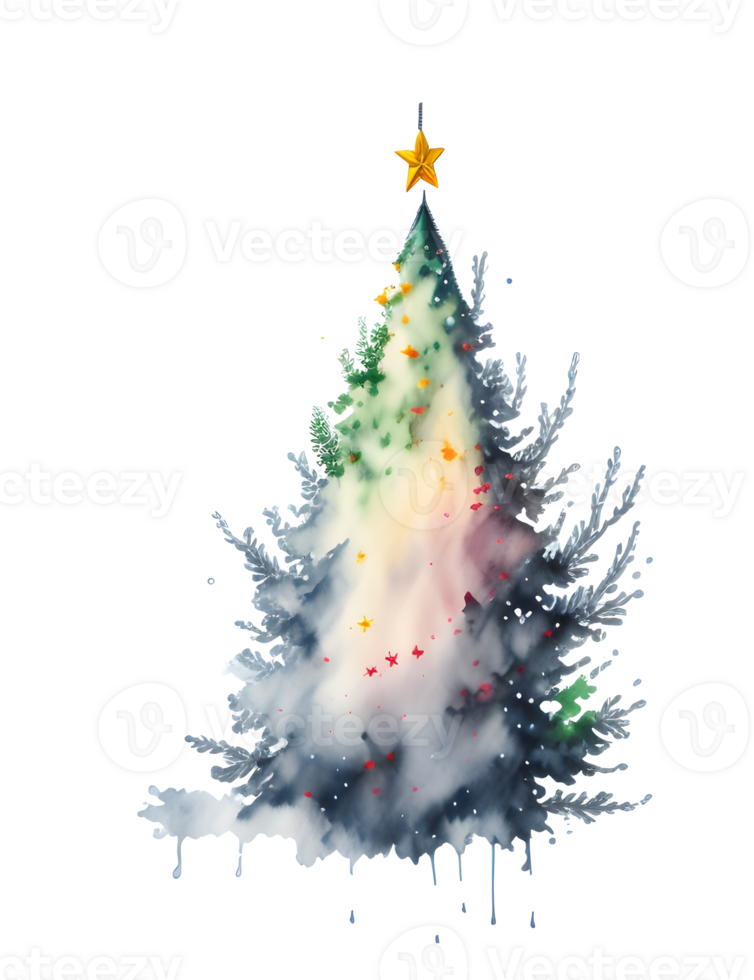 Watercolor abstract christmas tree clip art png