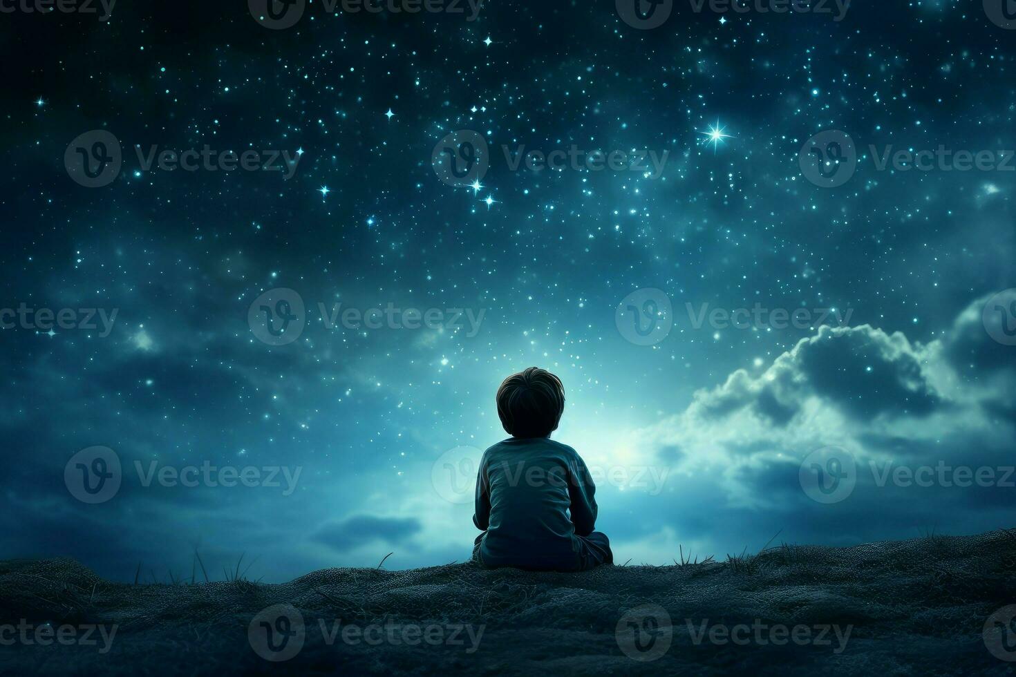 Nocturnal Astronomer scientist starry sky night. Generate Ai photo
