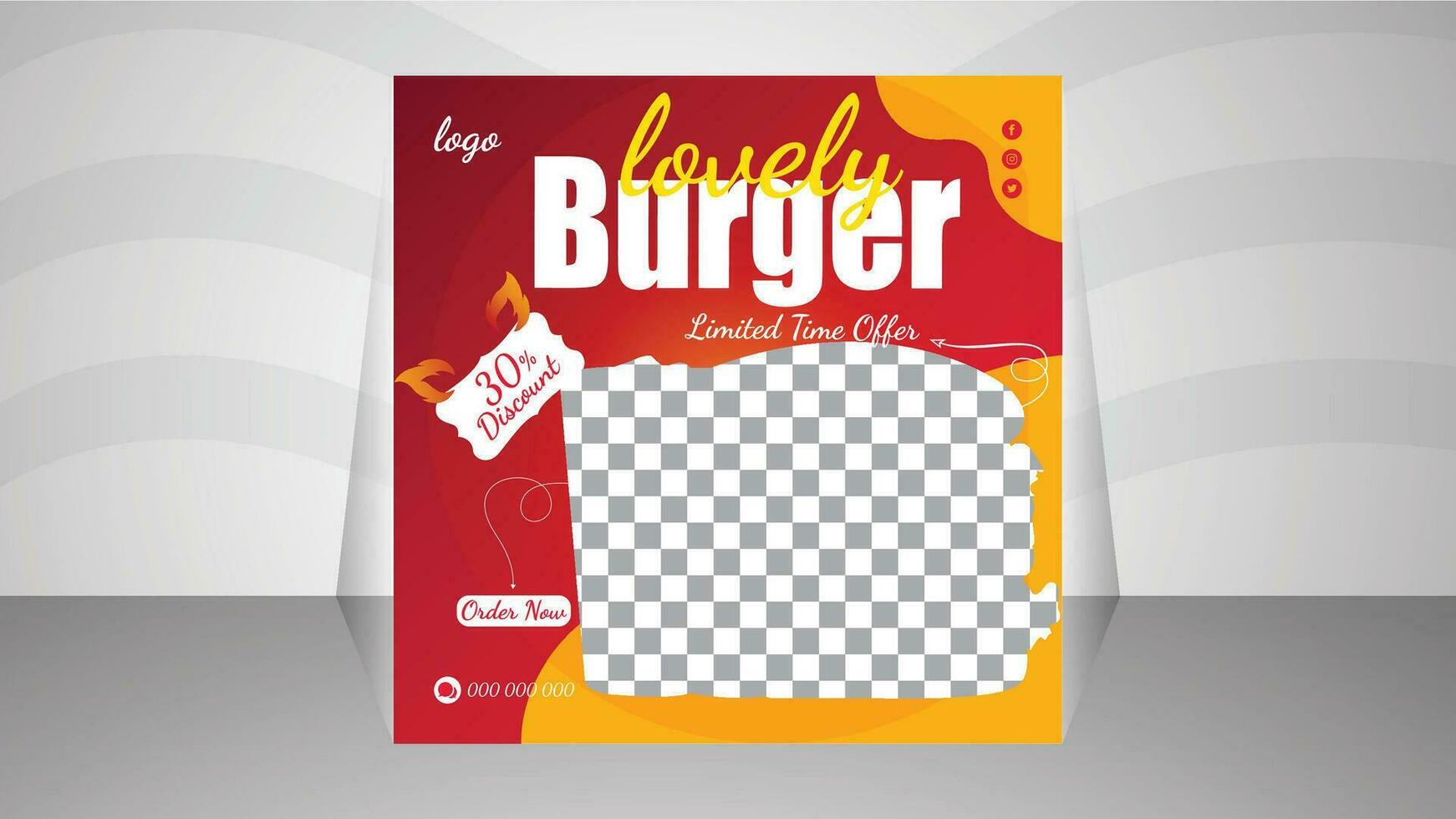 Social media Burger food post design vector