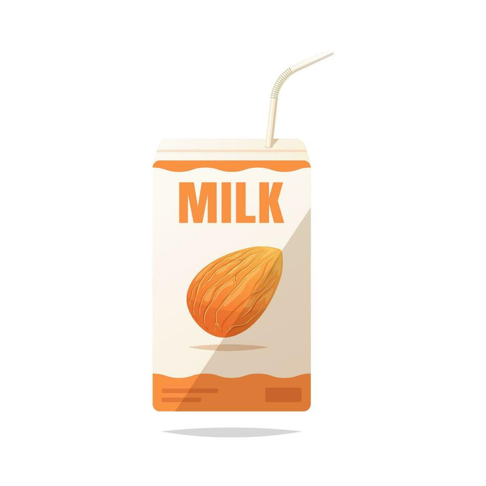 Almond milk box vector isolated on white background.