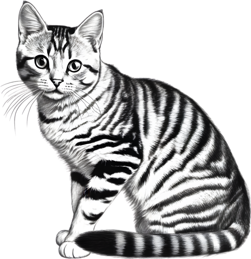 en skiss av ett amerikan kort hår katt. ai-genererad. png
