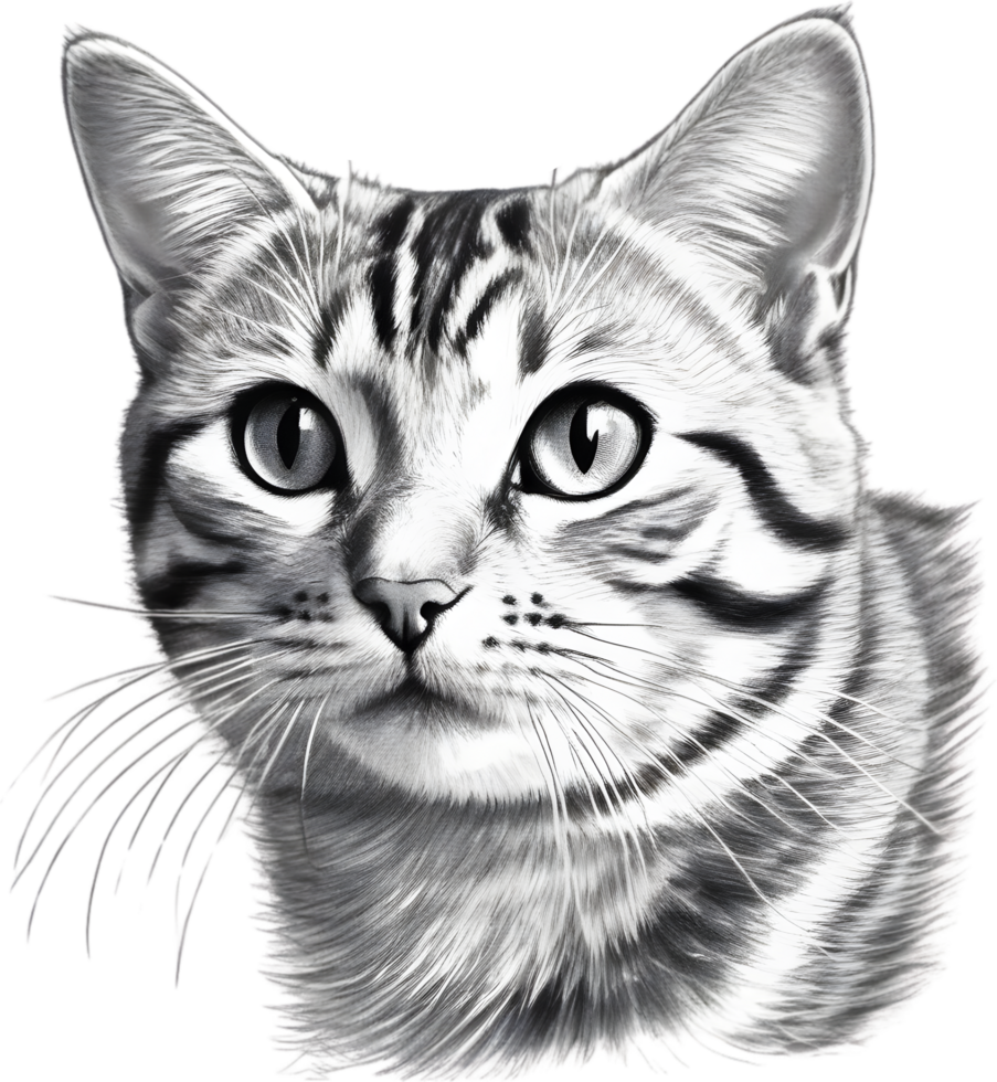 A sketch of an American Shorthair cat. AI-Generated. png