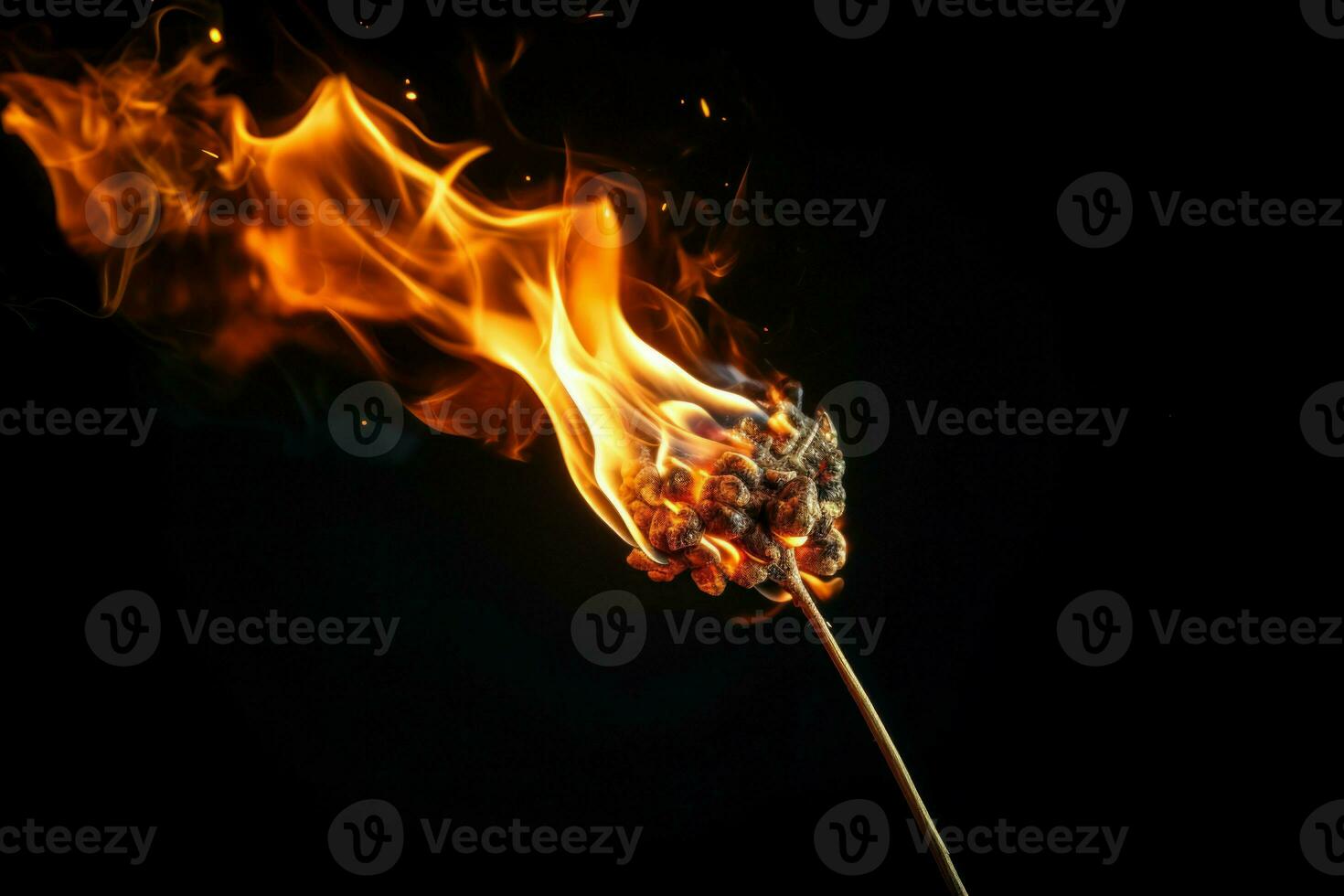 Mesmerizing Burning match dark night. Generate Ai photo