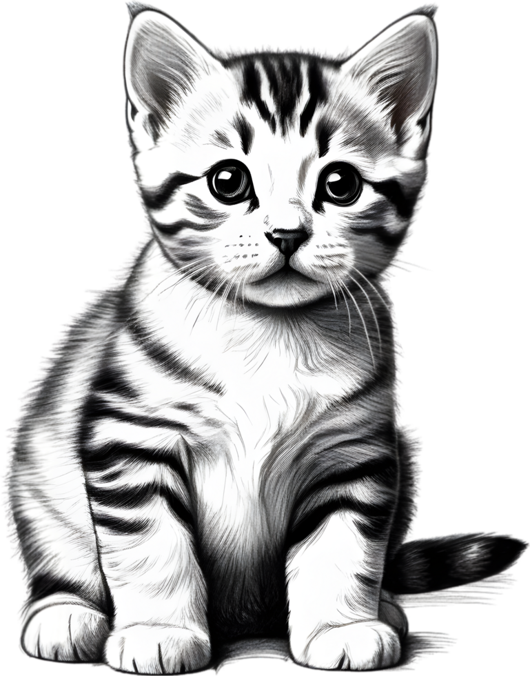 A sketch of an American Shorthair cat. AI-Generated. png