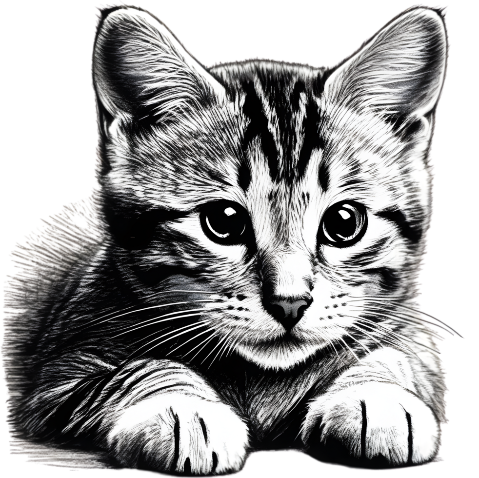 A sketch of an American Shorthair cat. AI-Generated. png