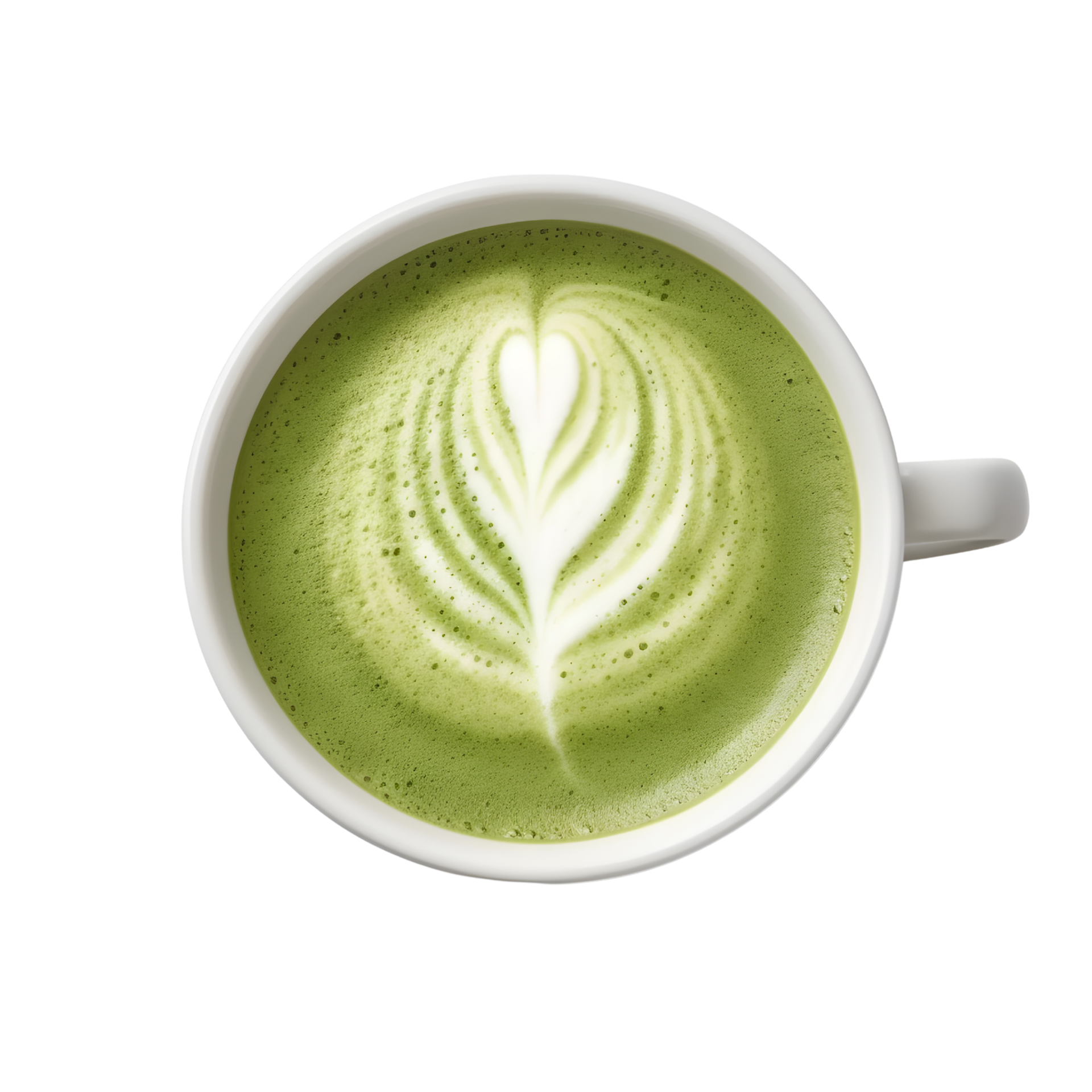 matcha green tea latte art foam isolated on transparent background. AI