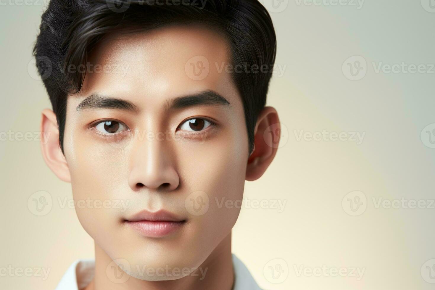 Portrait of handsome young asian man with clean skin, studio shot AI generated photo