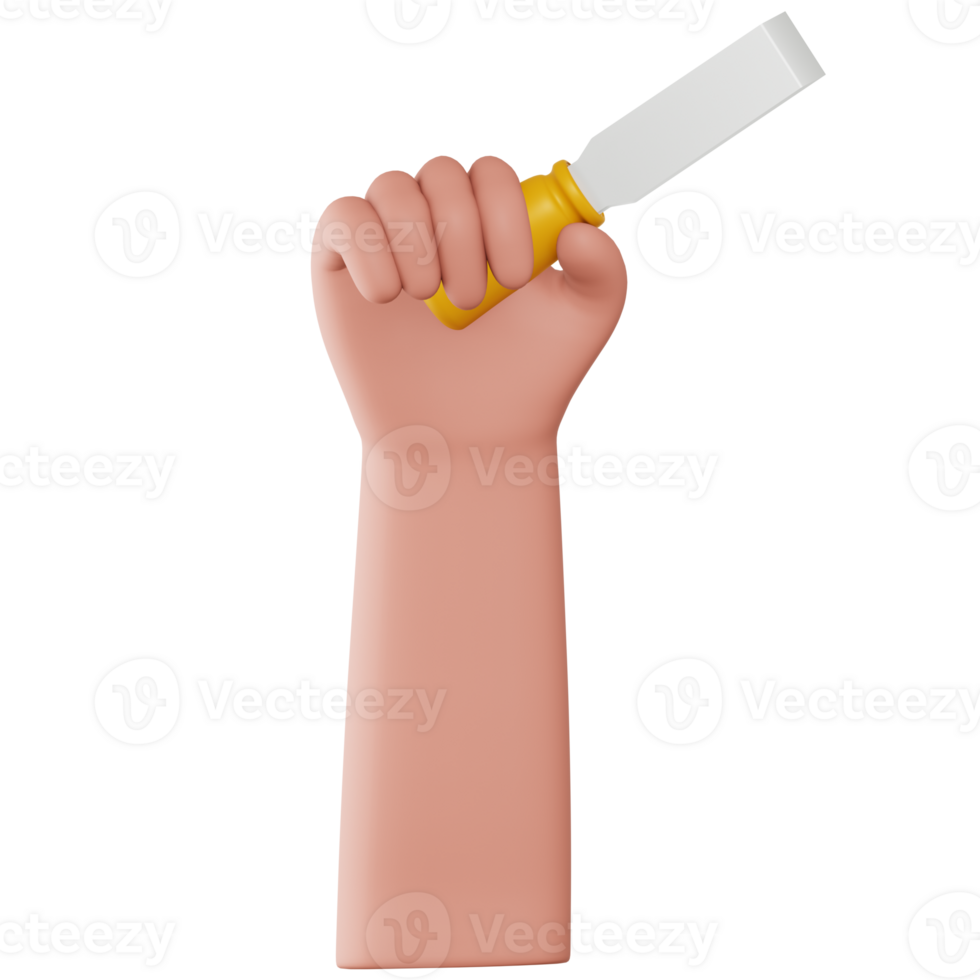 Hand Holding the Chisel 3D Gesture png