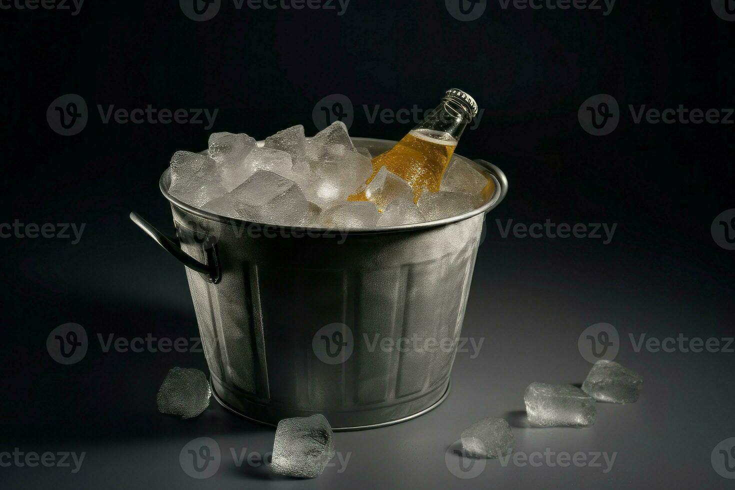 Bucket with icy cold beer. Generate ai photo