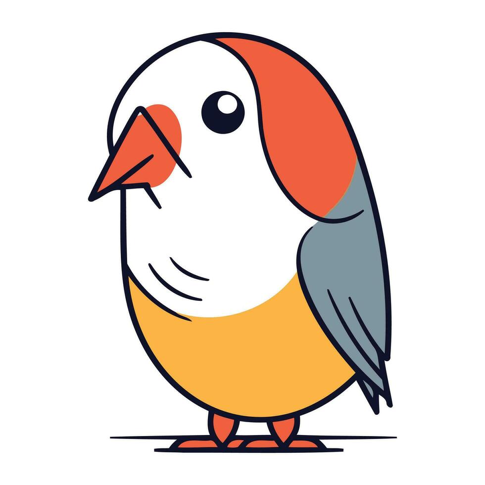 Cute cartoon bird. Flat vector illustration. Isolated on white background.