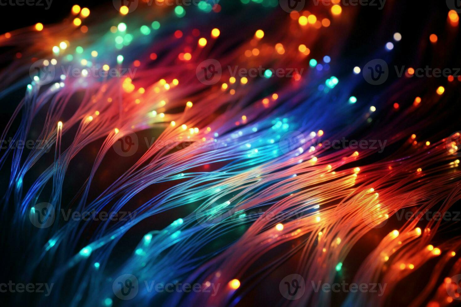 Transparent Connection fiber optic. Generate Ai photo