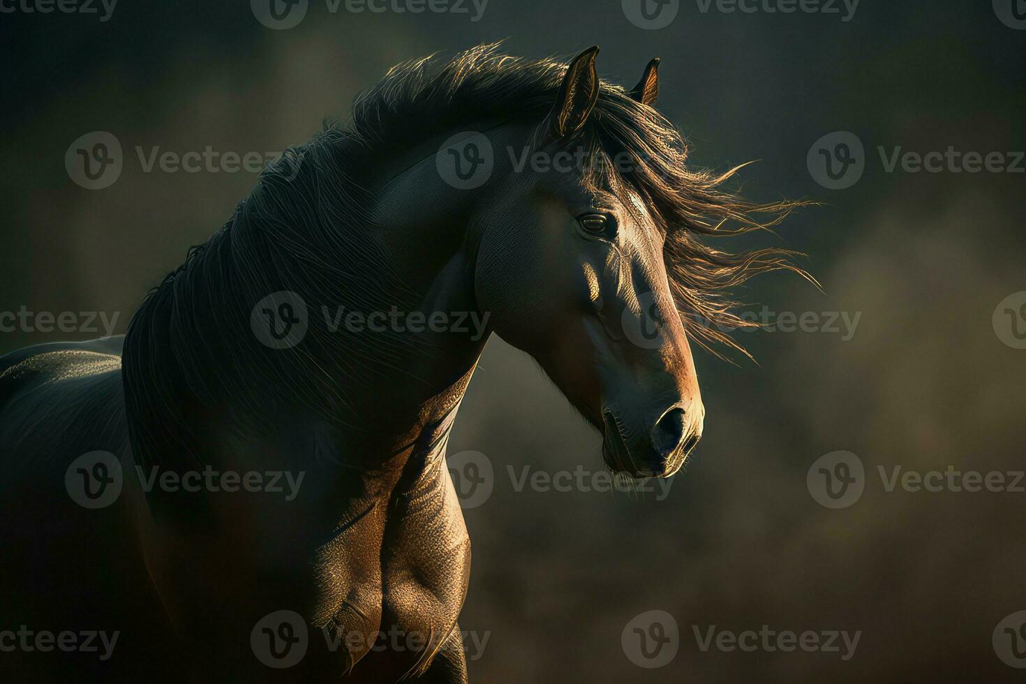 Riderless mustang horse. Generate ai photo