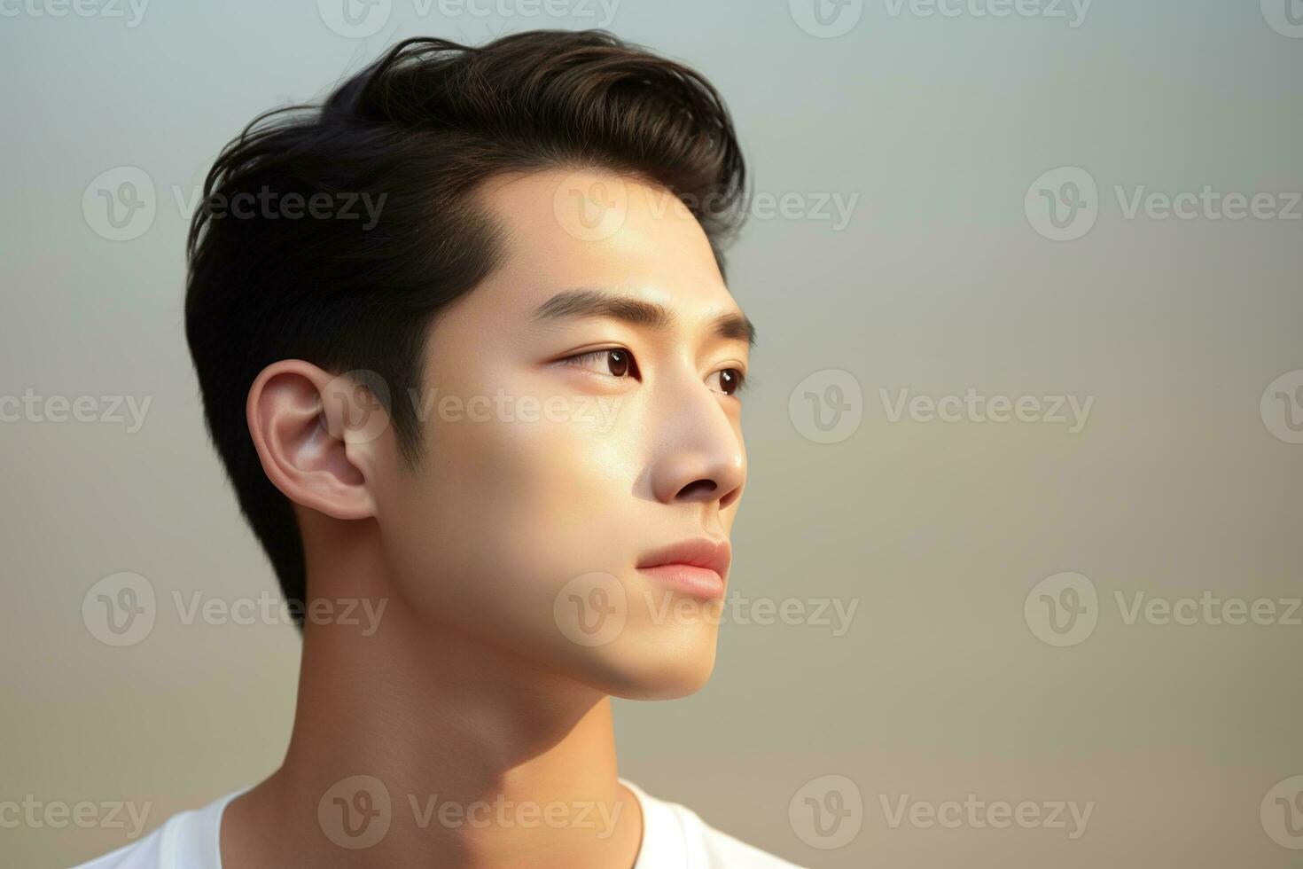 Portrait of handsome young asian man with clean skin, studio shot AI generated photo