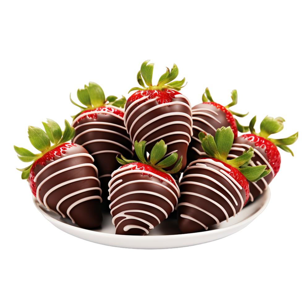 chocolate cubierto fresas dibujos animados detallado ai generativo png