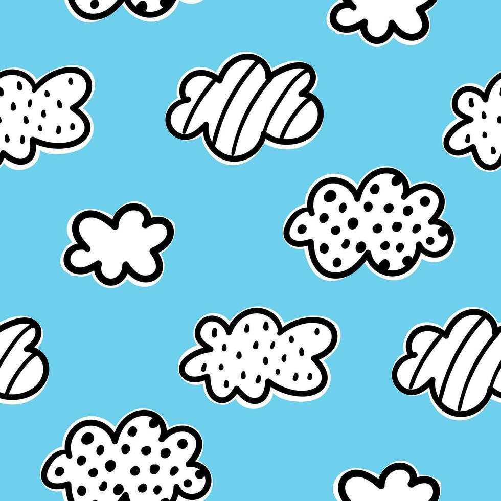 Clouds Seamless Pattern Clouds Digital Paper Clouds Background Sky Pattern Blue Pattern vector