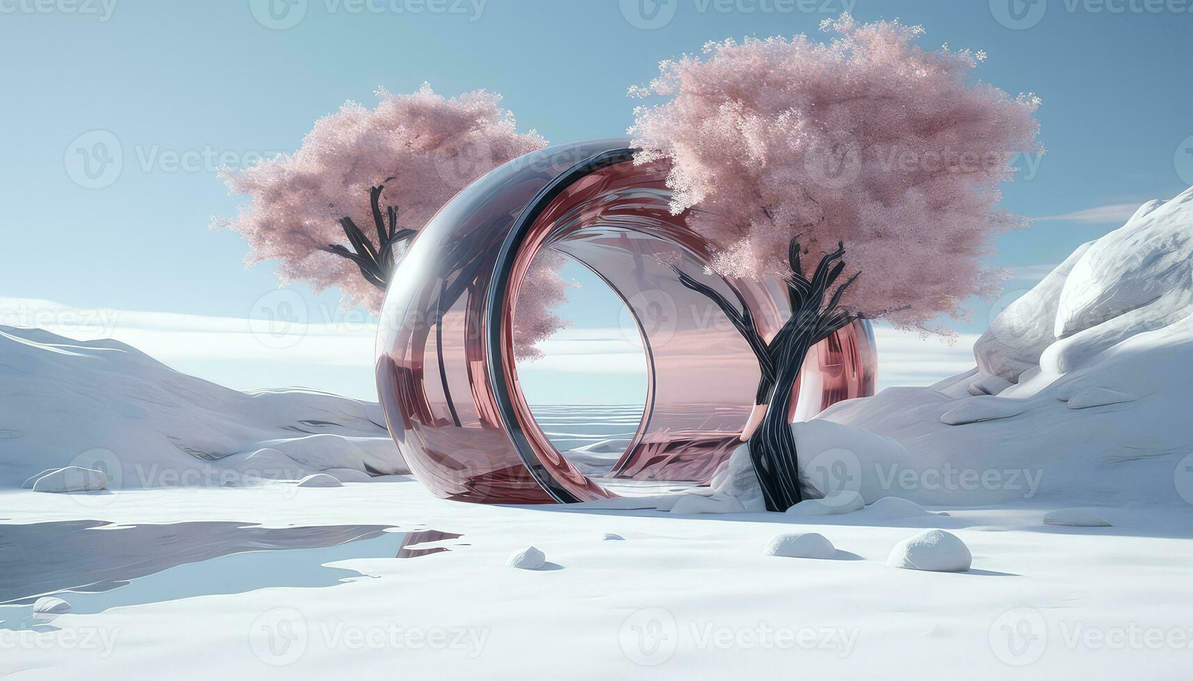 Rectangular Fields Frame Hyperreal Circular Beauty AI generated photo