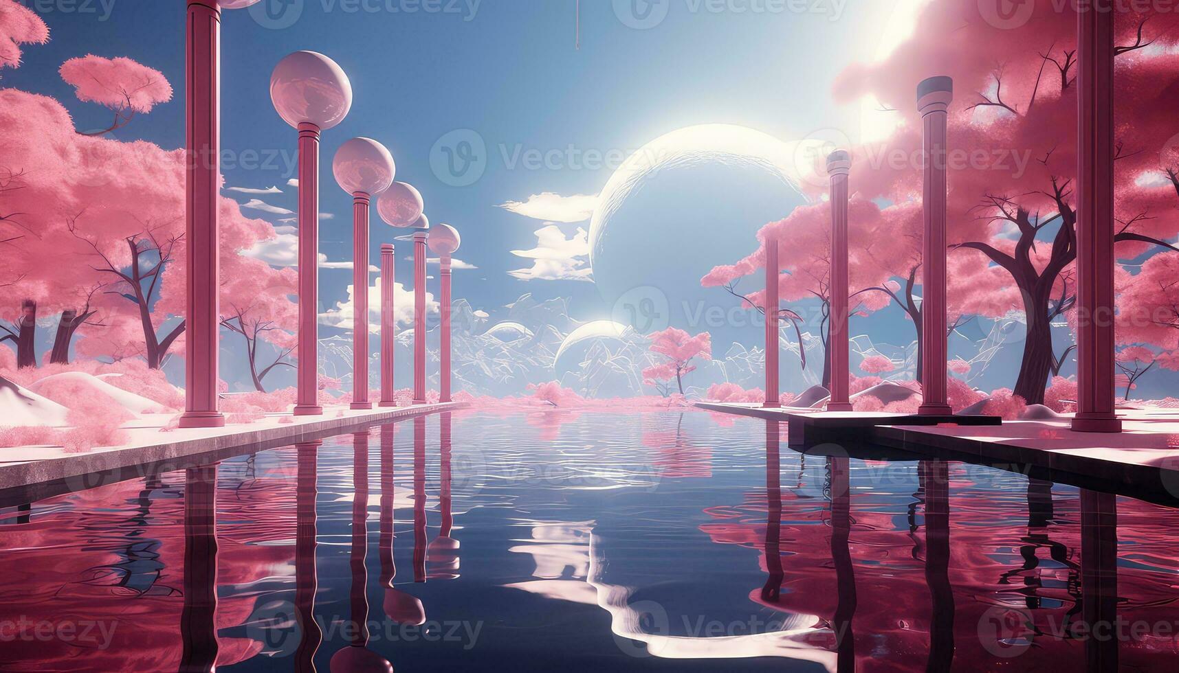 Rectangular Fields Frame Hyperreal Circular Beauty AI generated photo