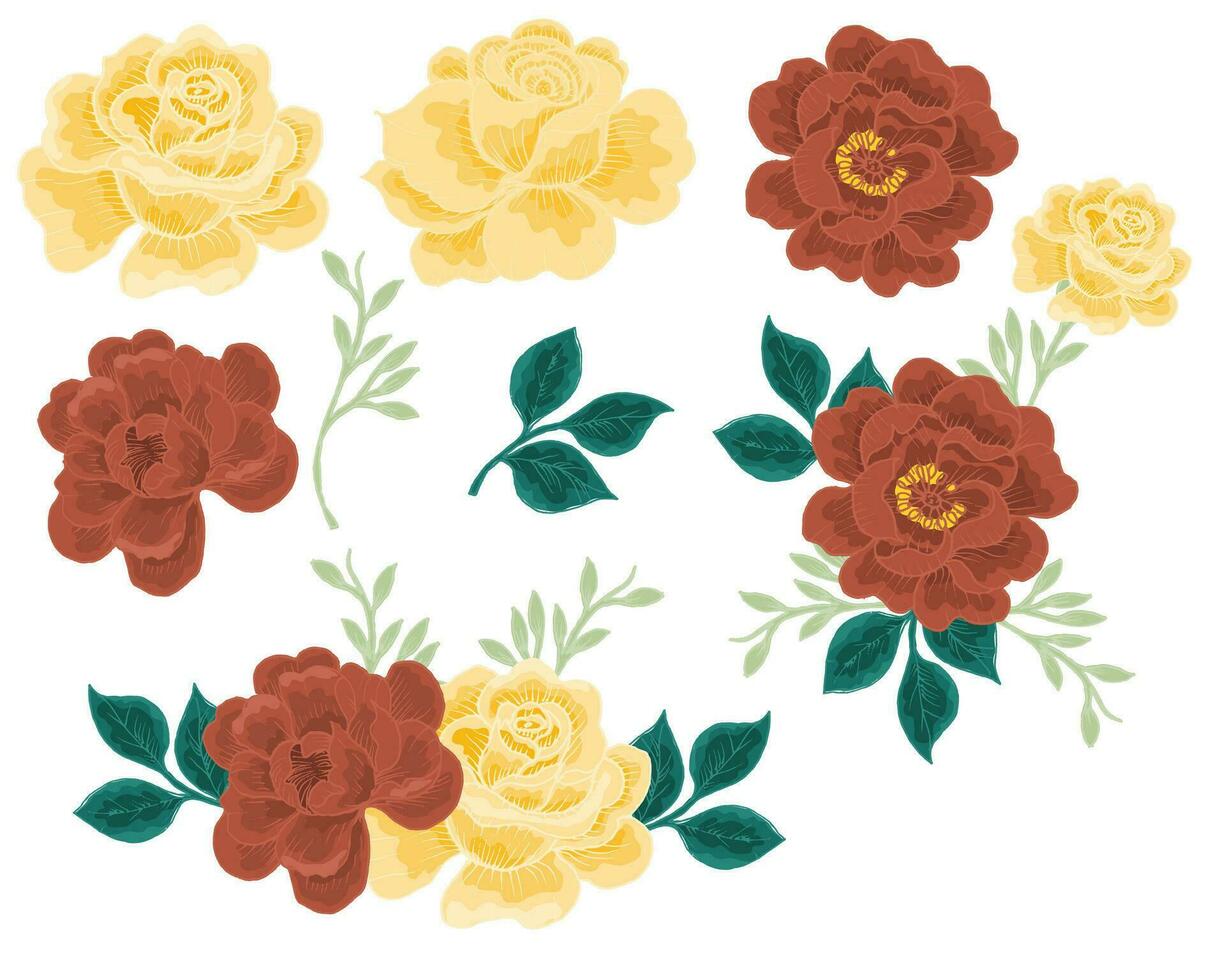 Hand Drawn Vintage Rose Element vector